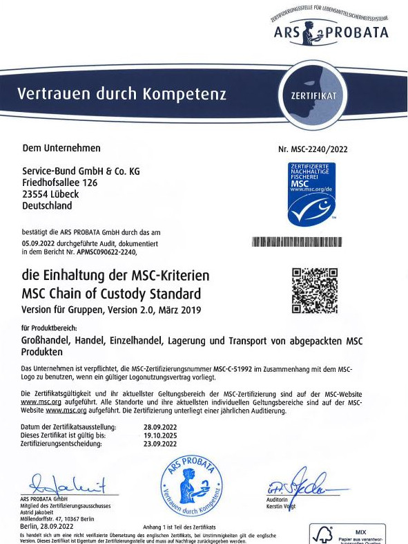 MSC Zertifikat
